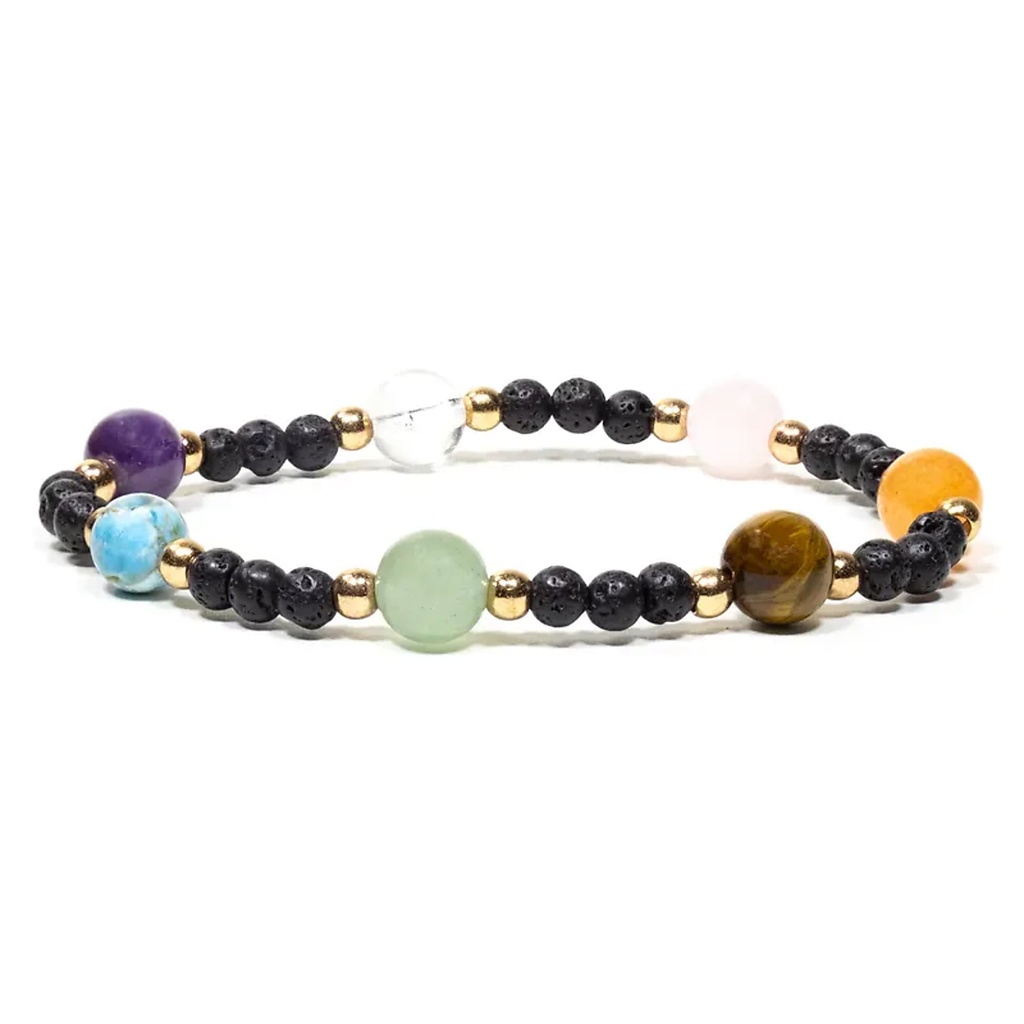 Bracelet pierre de lave avec 7 pierres | 0.4 cm