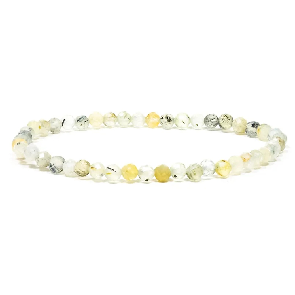 Bracelet de préhnite a facettes élastique | 0.4 cm