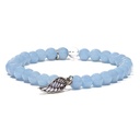 Bracelet en angélite élastique avec aile d'ange | 0.6 cm