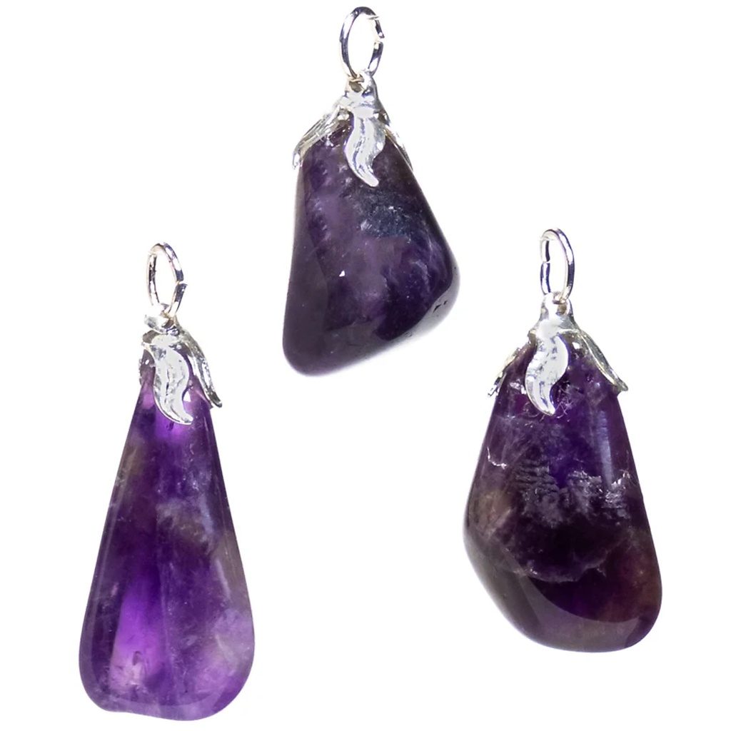 Pendentif pierre gemme Amethyste foncée | ±1.5-3cm