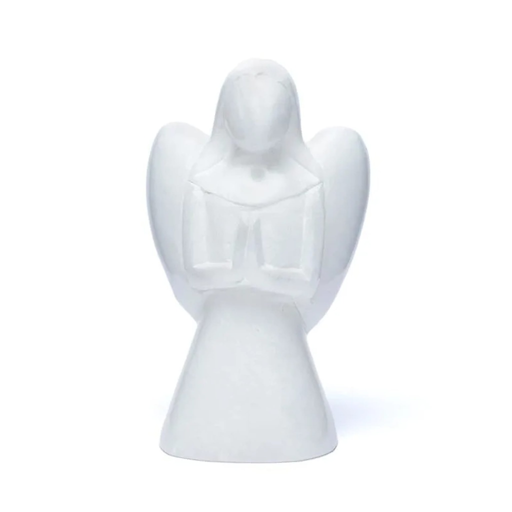 Statuette ange marbre blanc | 552 g; ±13.5 cm