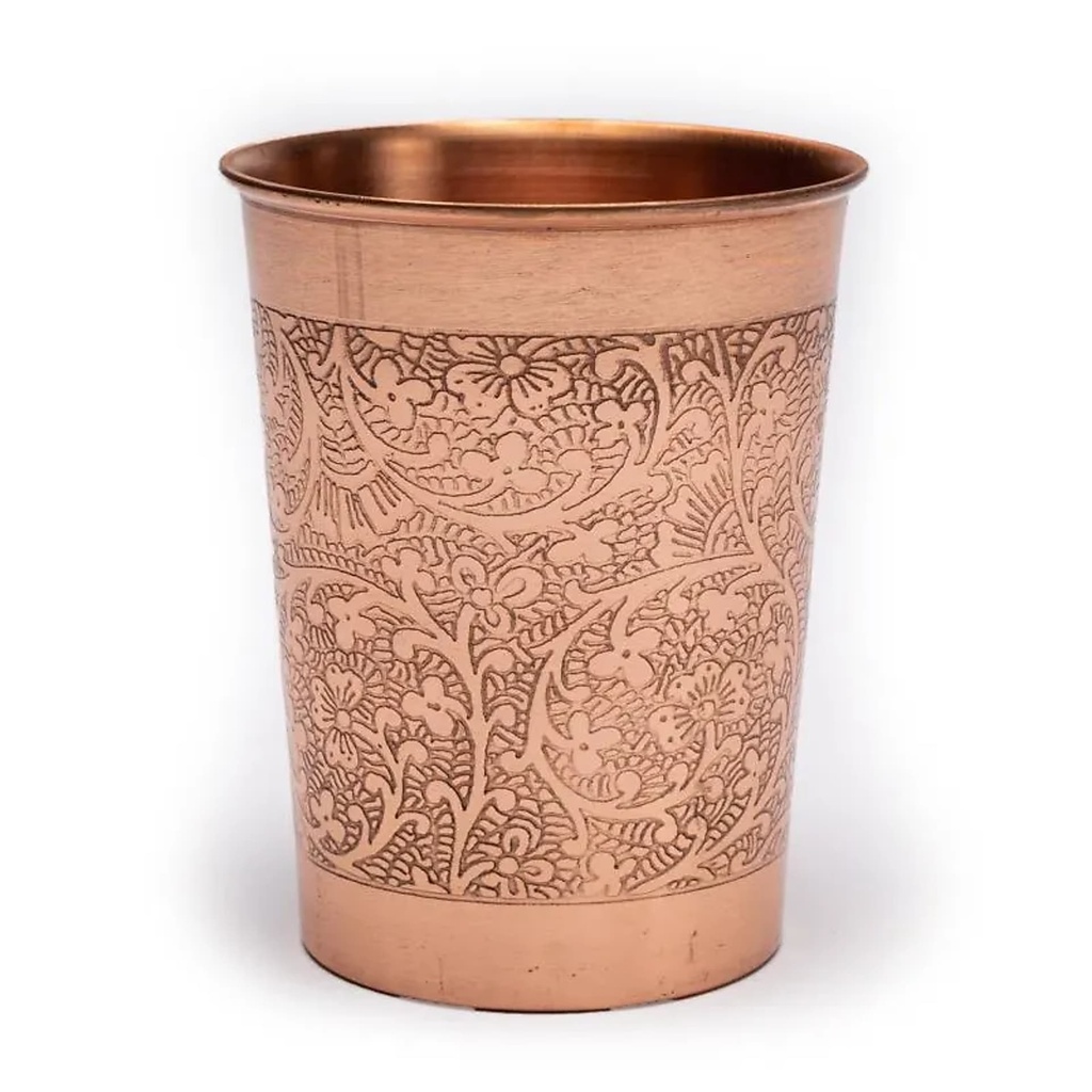 Gobelets en cuivre motif floral gravé | 250 ml