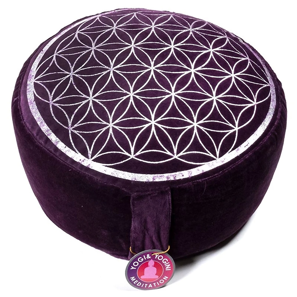Coussin de méditation vintage fleur de vie violet | ±2300 g