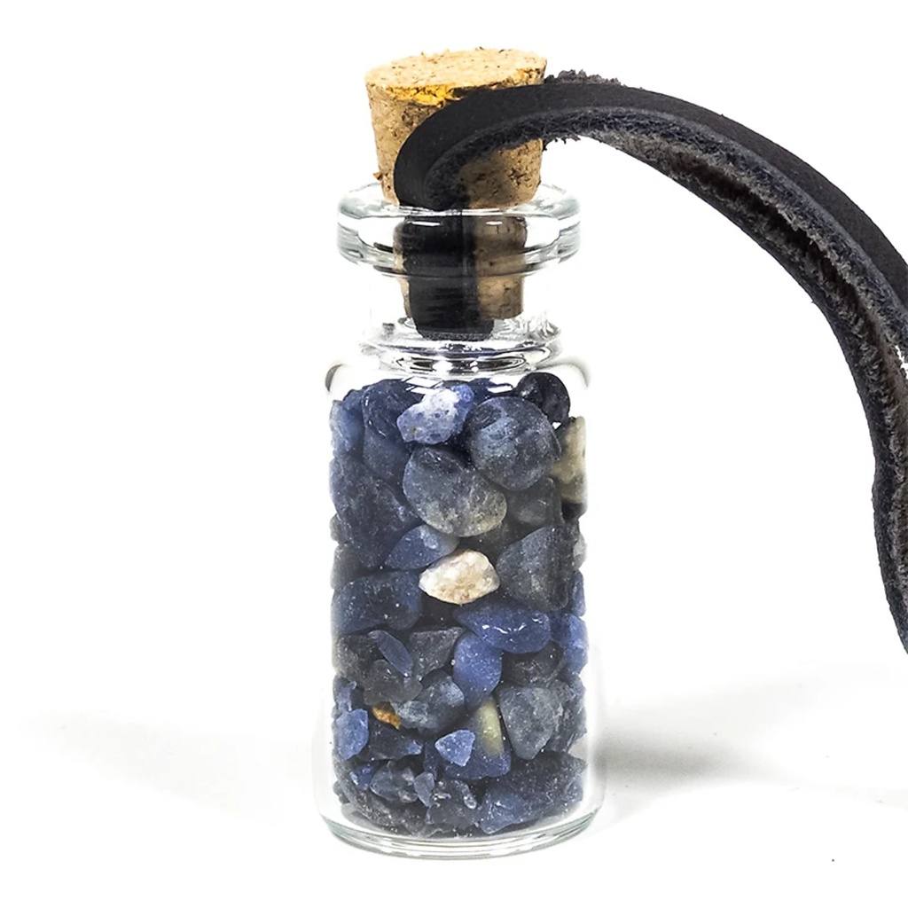 Bouteille en verre avec Sodalite et cordon | 3,6 cm