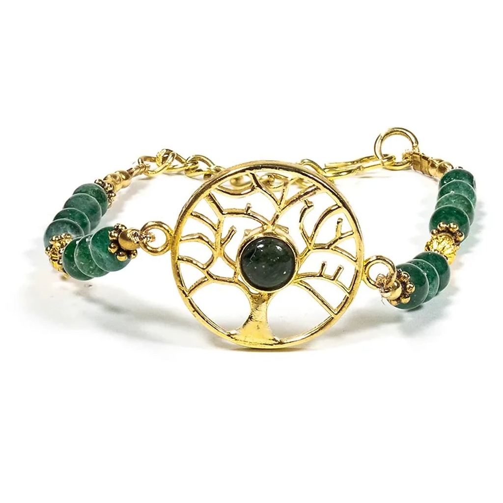 Bracelet arbre de vie avec aventurine verte | ±6.5cm