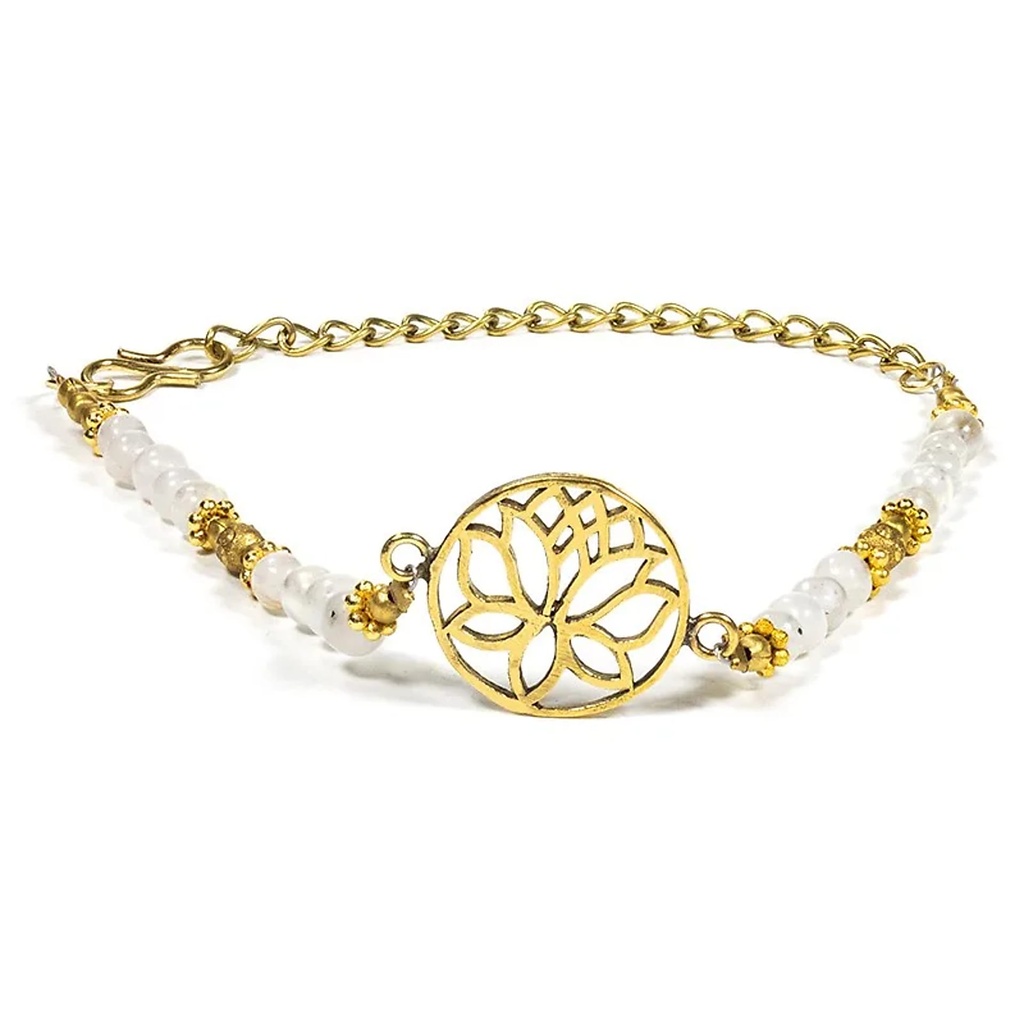 Bracelet lotus avec pierre de lune | ±0.4cm