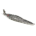 Brûleur d'encens Ganesh feuille couleur d'argent | 22x5.5x4 cm