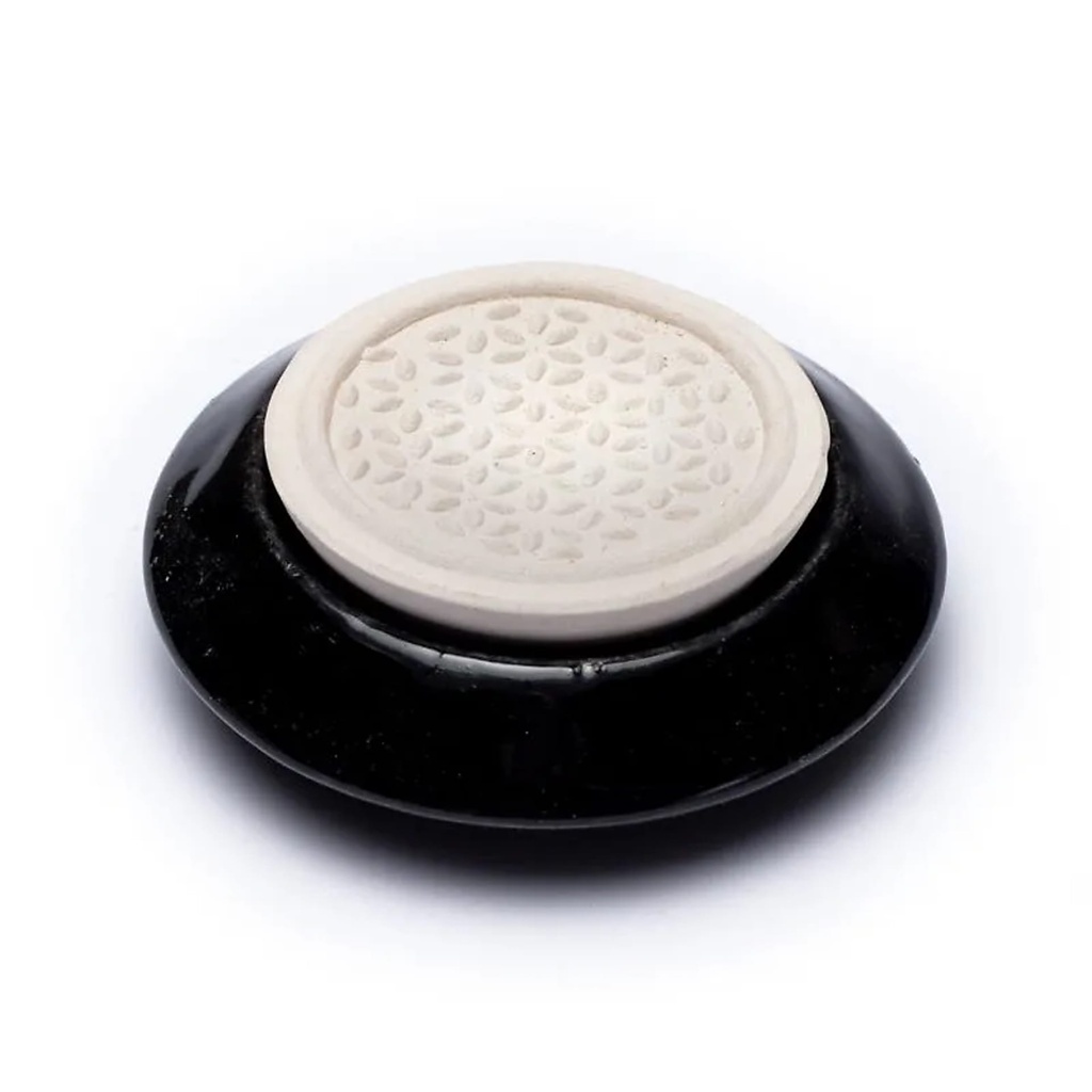 Diffuseur en pierre aromatique Fleur de vie noire | 7.5cm