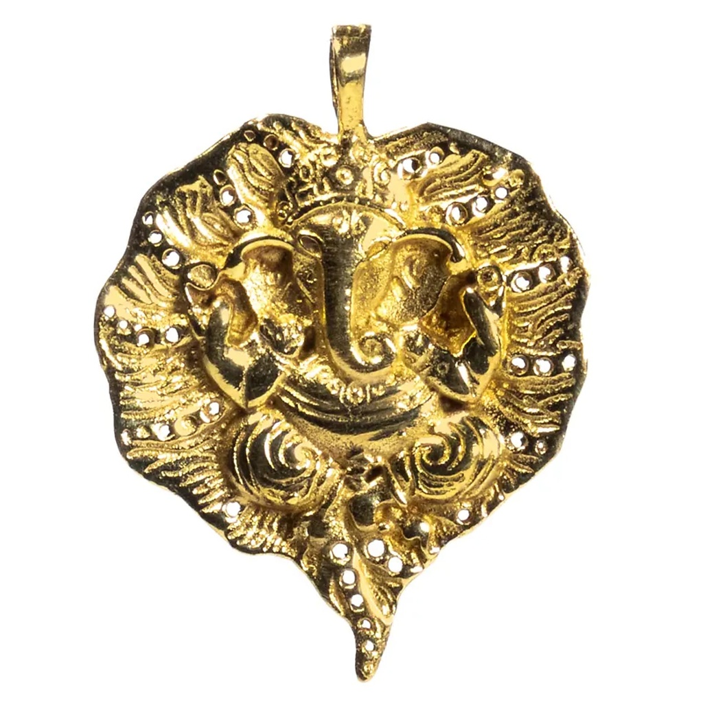 Pendentif Ganesh feuille couleur d'or | 4cm