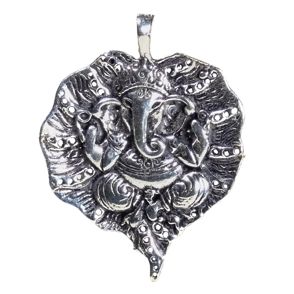 Pendentif Ganesh feuille couleur d'argent | 4cm