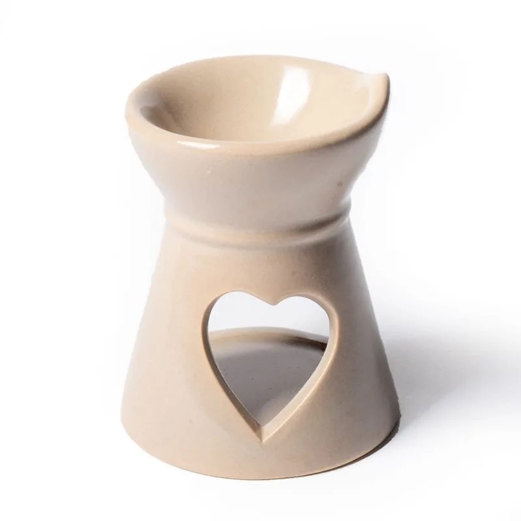Brûleur cire à fondre aromatique coeur beige | 8x6.5 cm