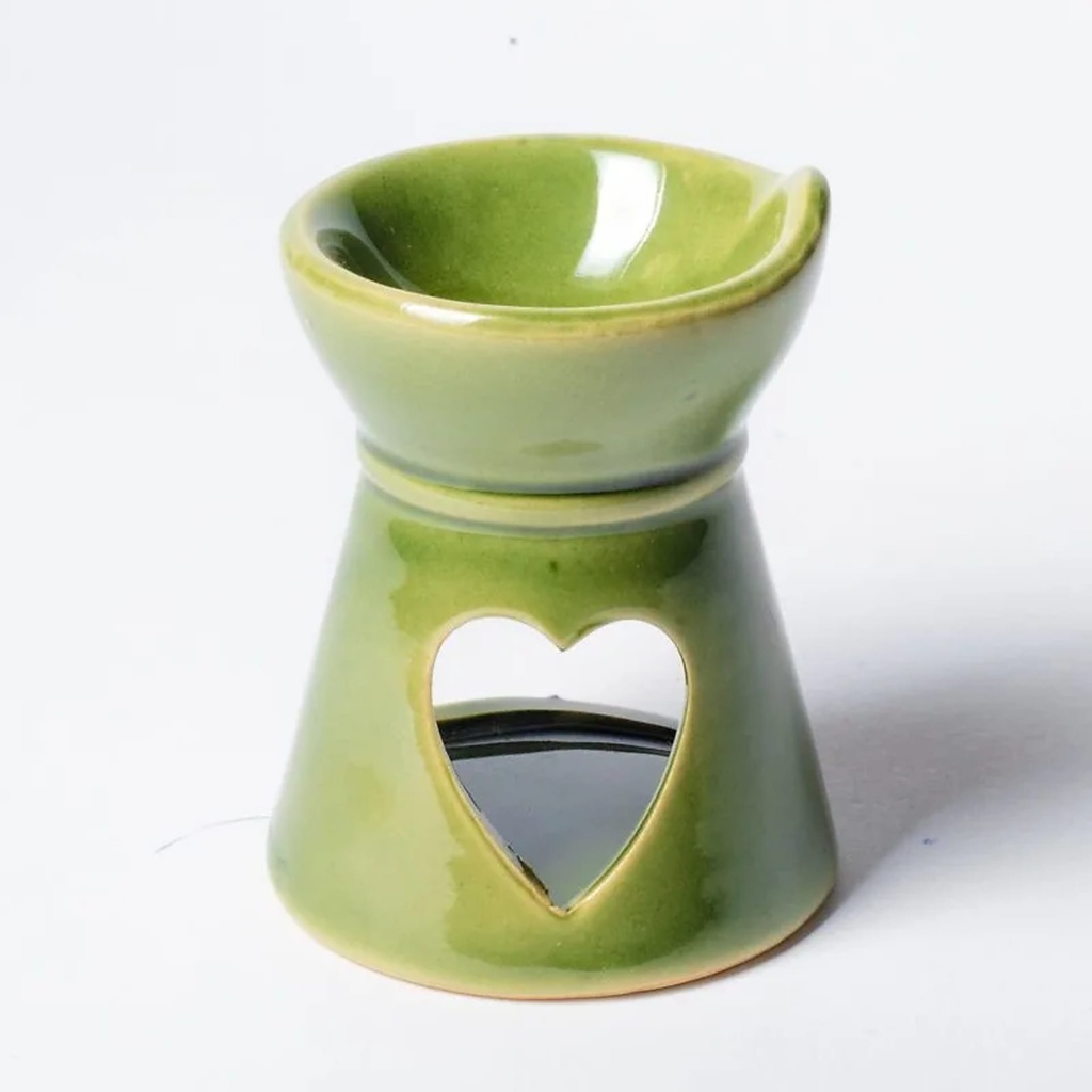 Brûleur cire à fondre aromatique coeur vert | 8x6.5 cm