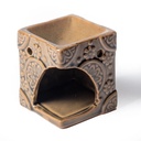 Brûleur cire à fondre aromatique fleurs beige | 8x6.5cm