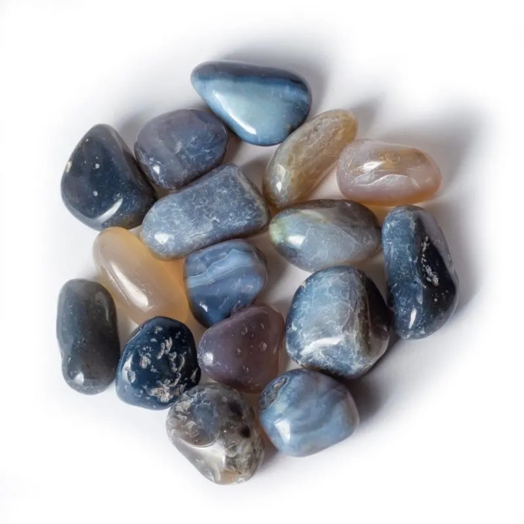 Agate grise Pierres polies qualité A -- 3x4cm; 500g