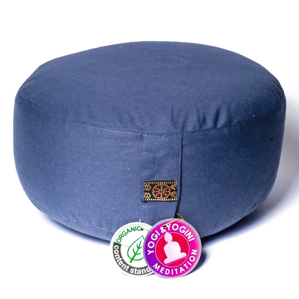 Coussin de méditation bleu ardoise coton BIO (OCS) | 33x17 cm; ±2300 g