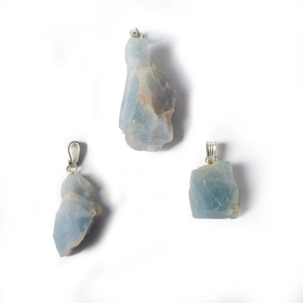 Pendentif pierre précieuse calcite bleue brute | ±2.5cm
