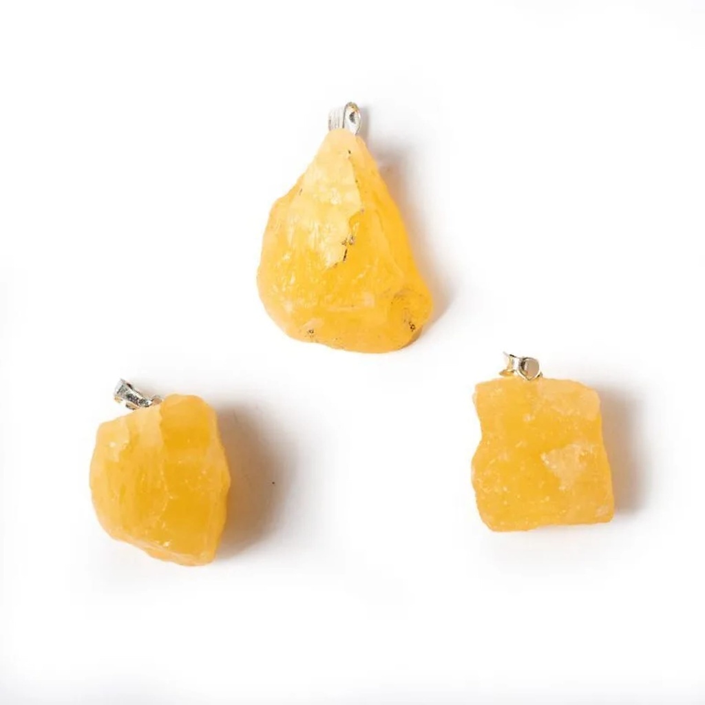 Pendentif pierre précieuse calcite jaune brute | ±3cm