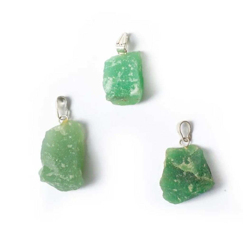 Pendentif pierre précieuse quartz vert brute | ±3.5cm