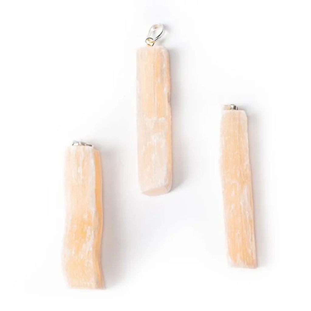 Pendentif pierre précieuse sélénite orange brute | ±5.5cm