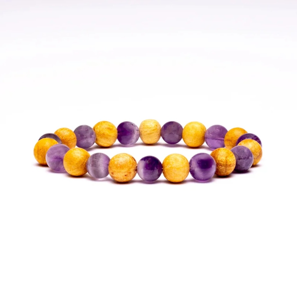 Bracelet Améthyste / Palo Santo élastiqué -- 0.8cm