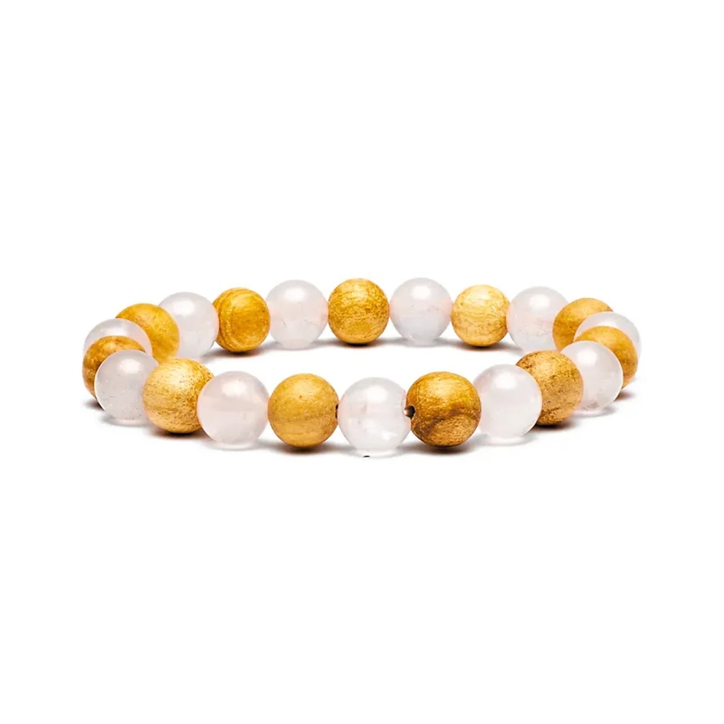 Bracelet Quartz rose / Palo Santo élastiqué | 0.8 cm