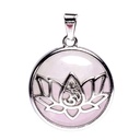 Pendentif Lotus Om avec Quartz rose | 3cm
