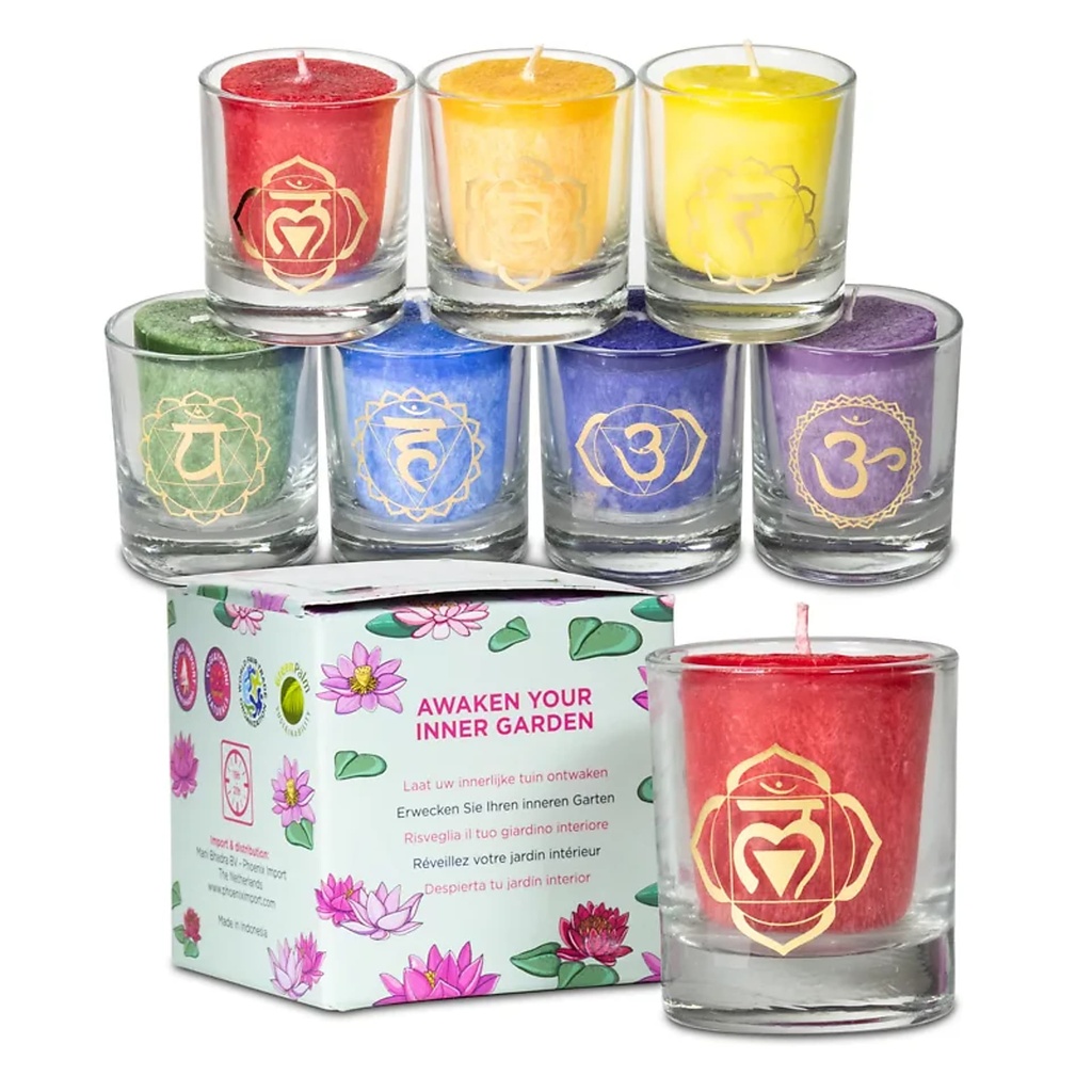 [8720088299470] Set: 3x7 bougies votives Chakra parfumées | 4620g