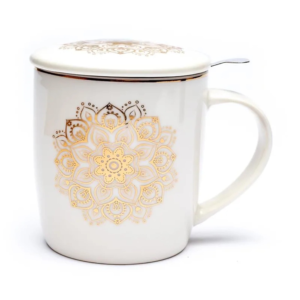 Tasse Infuseur à Thé Mandala blanc |  ±400 ml