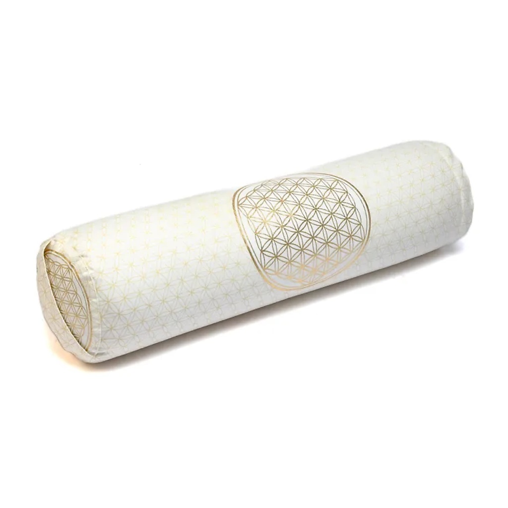 [8720512970296] Traversin rond Fleur de vie coton BIO (OCS) | 60x16 cm; ±2300 g