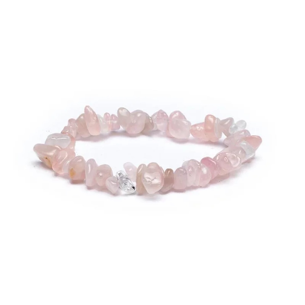 Bracelet chips de quartz rose élastique | ±0.7cm