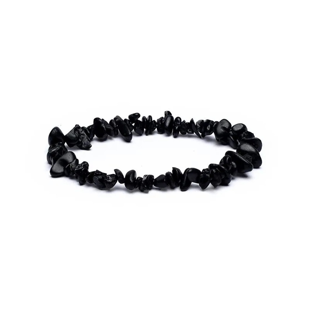 Bracelet Chips Tourmaline noire élastique | ±0.7 cm