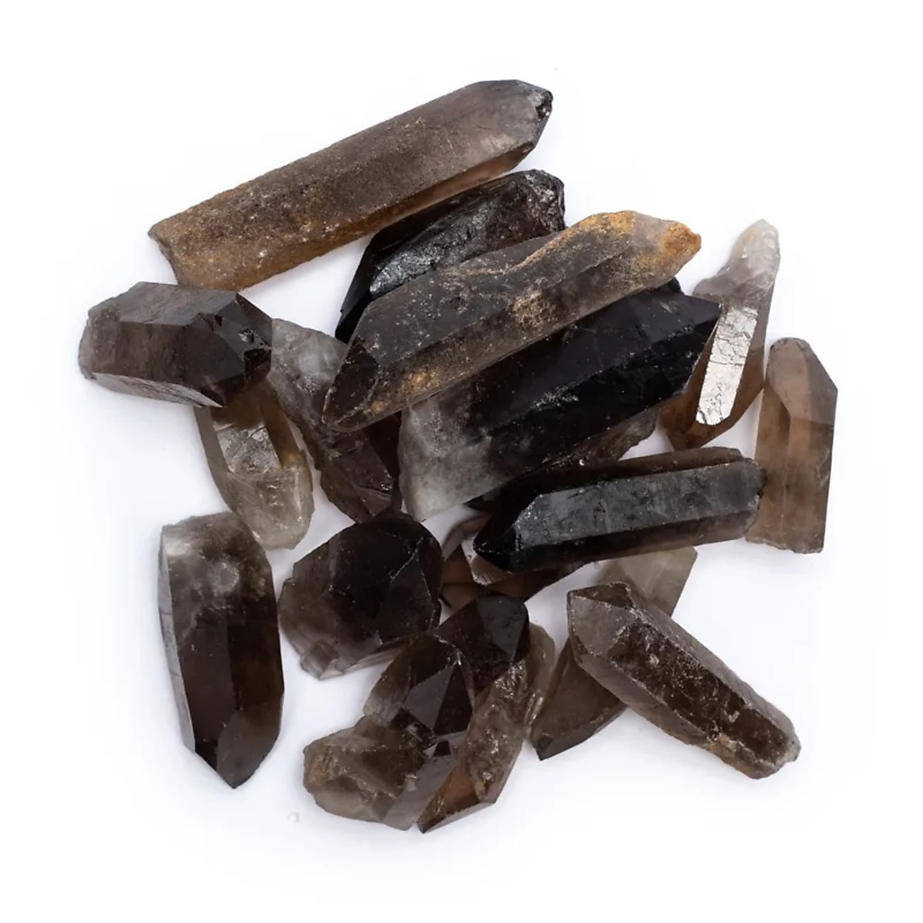 Pointes de quartz fumé brutes | ±500 g; ±4-6 cm