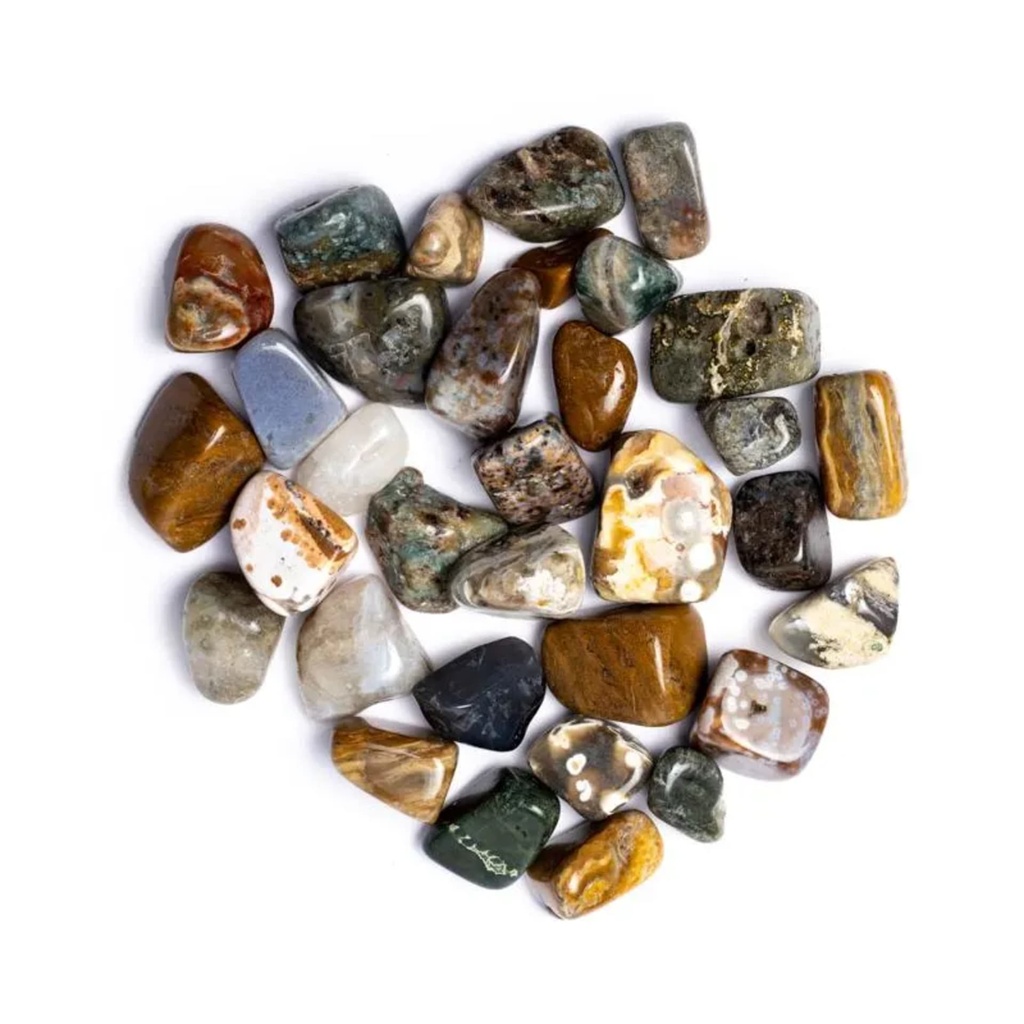 Jaspe océanique pierre polie de qualité A -- ±250g; ±3-4cm