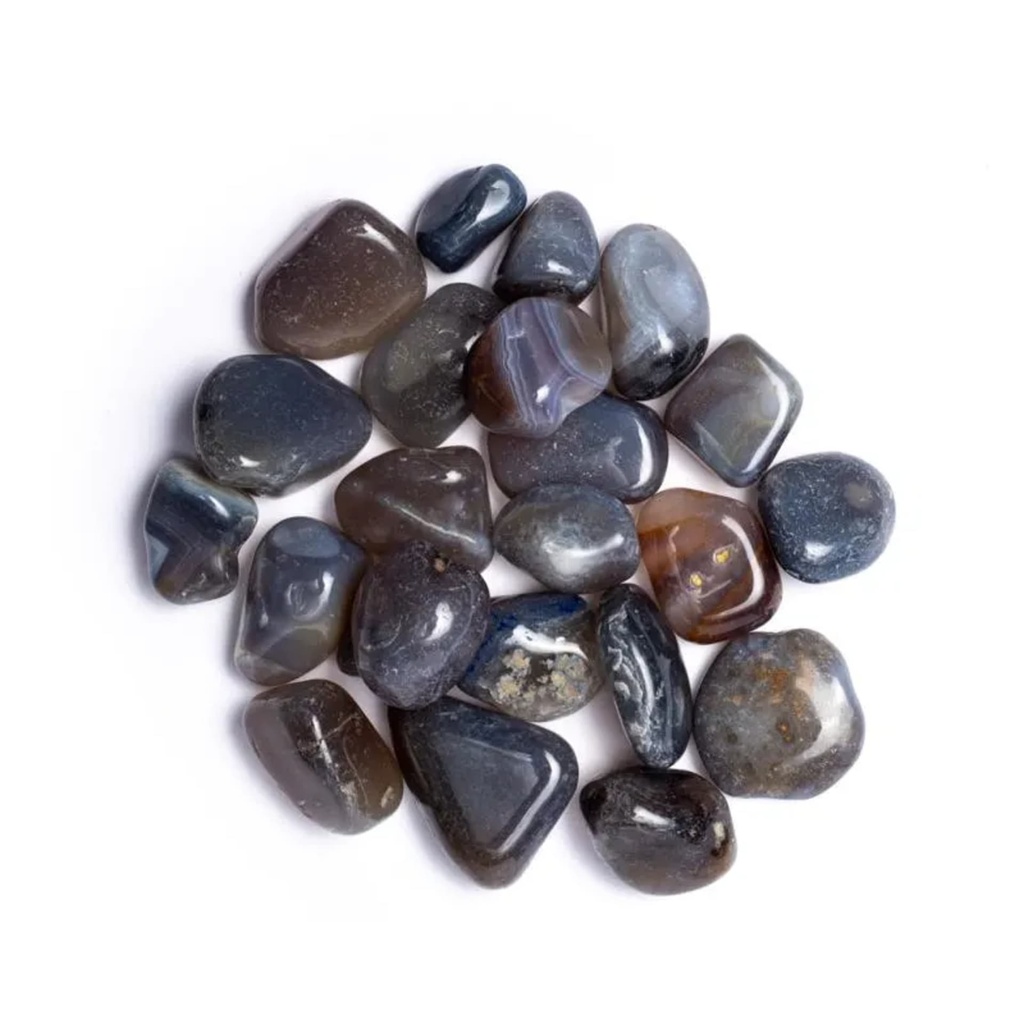 Agate grise pierre polie de qualité A --  ± 1000g; ±3-4cm