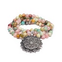Mala Quartz rose/ Amazonite/ Rhodonite + lotus | 0.8cm