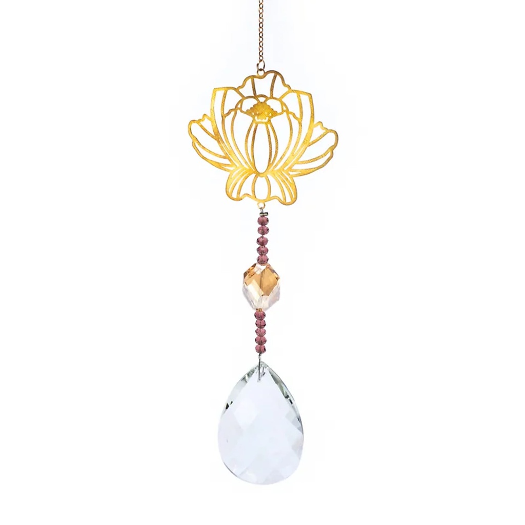 Goutte en verre blanc avec Lotus | 30cm