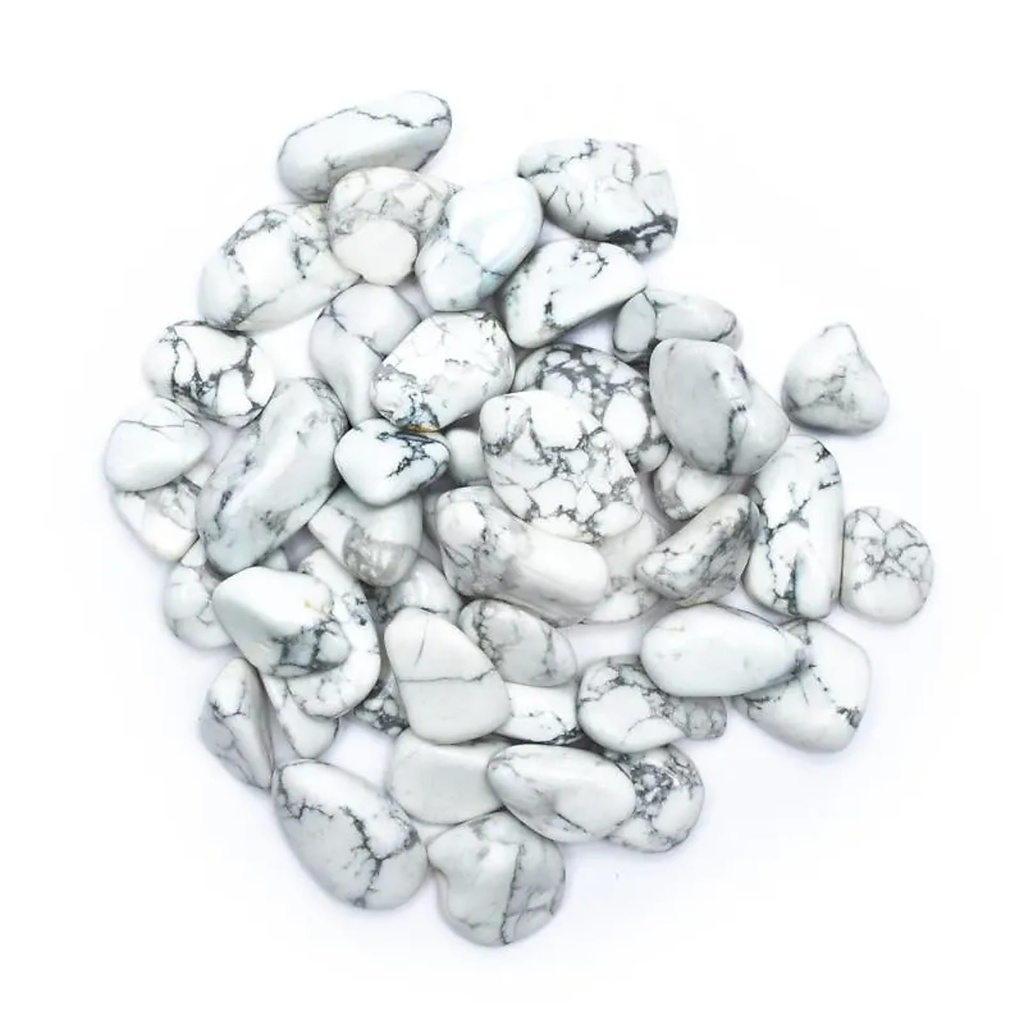 Howlite blanches pierres roulées qualité A | ±500 g;±2-3 cm