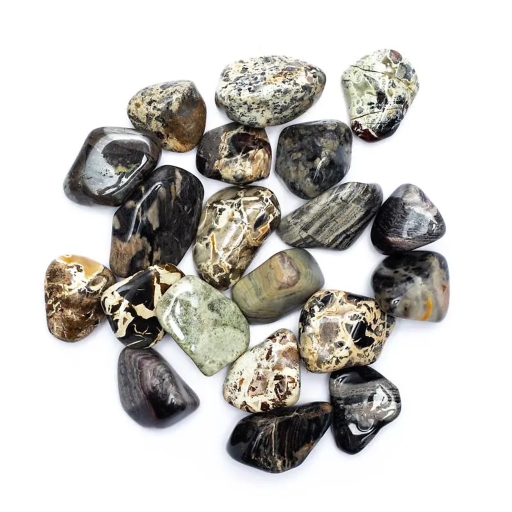 Jaspe à feuilles d'argent pierres roulées A | ±500 g; ±3-4 cm