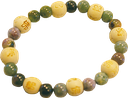 Bracelet Agate Multicolore Perles rondes 8 mm et Perles bois 1 cm