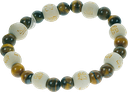 Bracelet Oeil de tigre Perles rondes 8 mm et Perles bois 1 cm