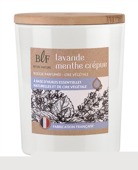 Bougie parfumée en Cire végétale Lavande Menthe crépue