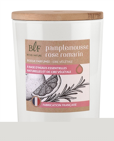 Bougie parfumée en Cire végétale Pamplemousse rose Romarin