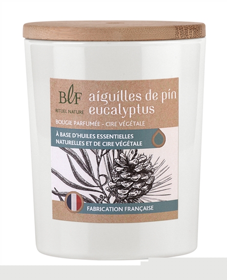 Bougie parfumée en Cire végétale Aiguilles de pin Eucalyptus