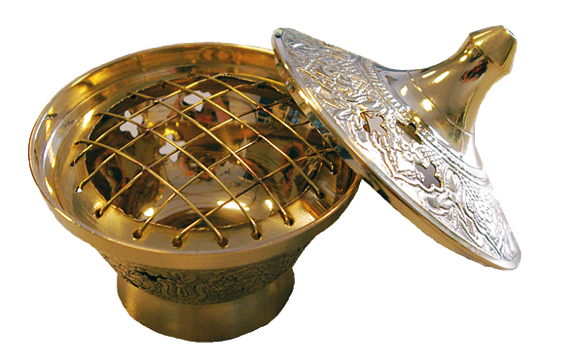 Brûle-encens laiton avec couvercle - coloris doré