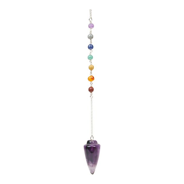 [3660341237922] Pendule 7 Chakras Toupie Améthyste