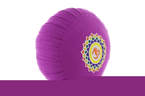 Zafu en Kapok Fuchsia Broderie Chakra Sahasrara