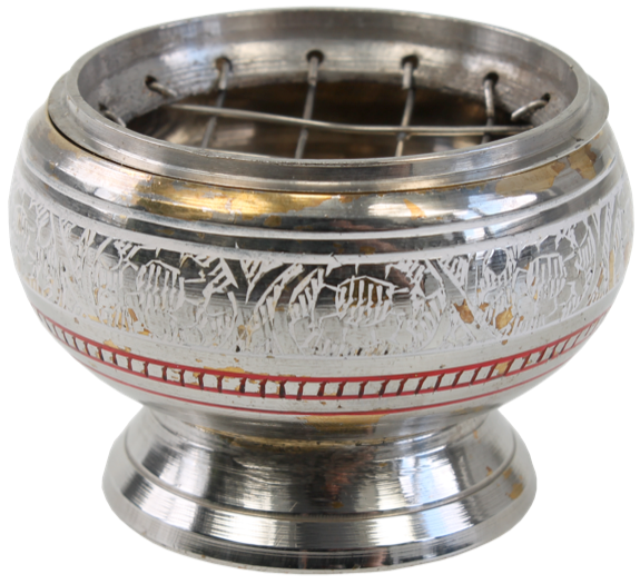 Brûle-encens laiton - coloris argenté - haut