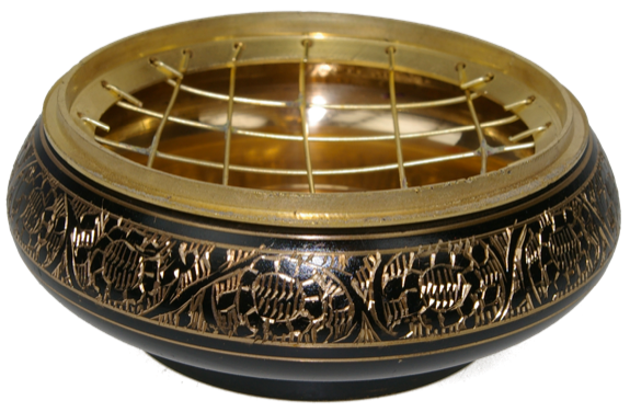 Brûle-encens laiton - coloris noir - grand