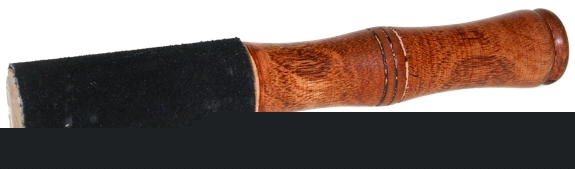 Bâton bol chantant en bois et cuir noir 18x3 cm