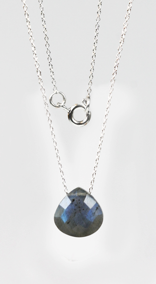 Collier Briolette facettée Labradorite 13 mm - Argent 925